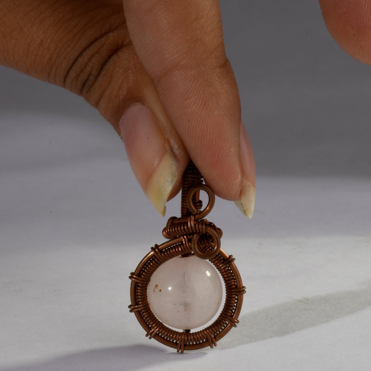 MantraMani Rose Quartz Crystal Vintage Pendant