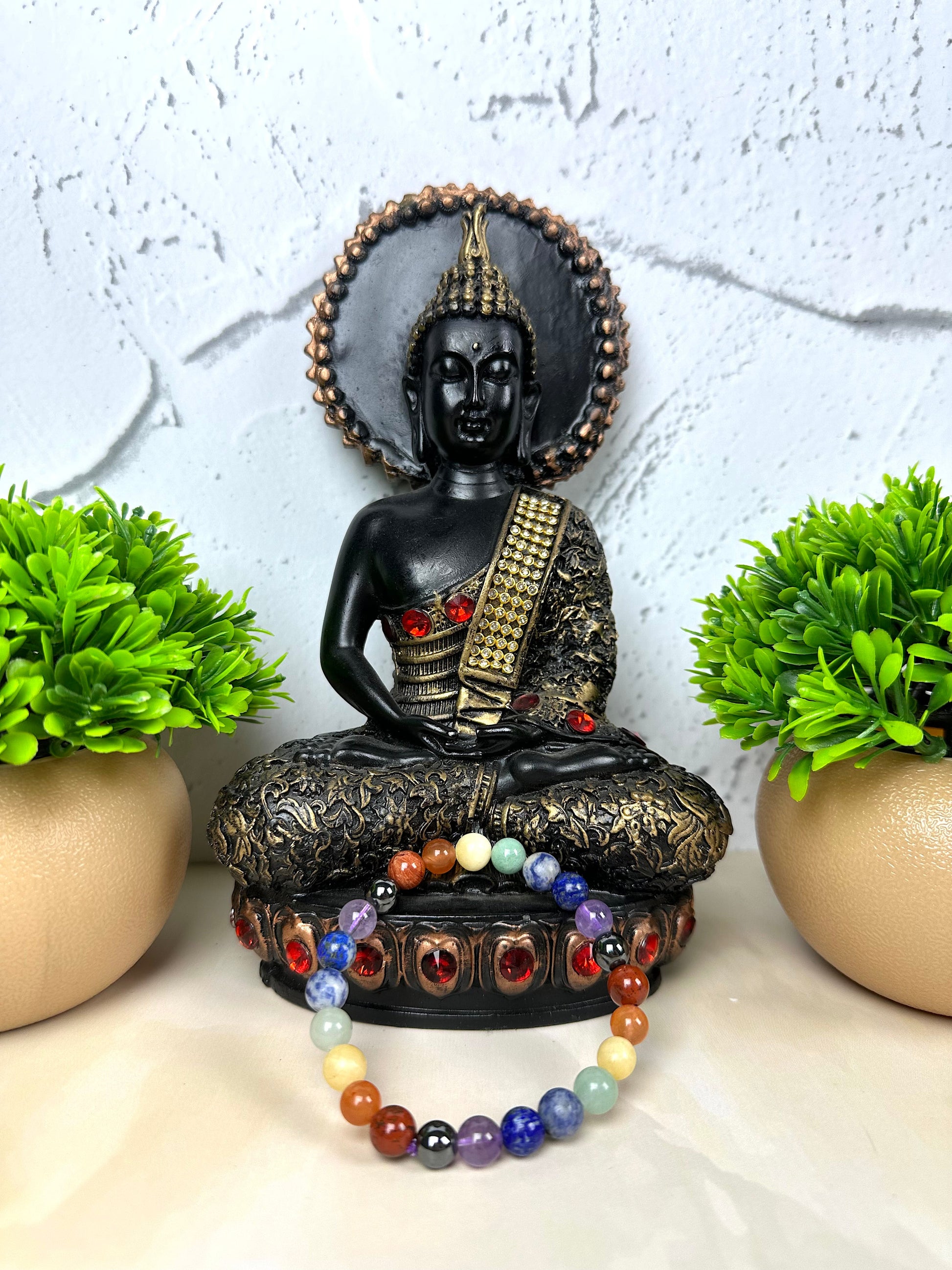 MantraMani® Lava Stone with 7 Chakra Bracelet (Elastic) — Full Chakra Balance • Energy Alignment • Holistic Healing | Certified Natural Stone