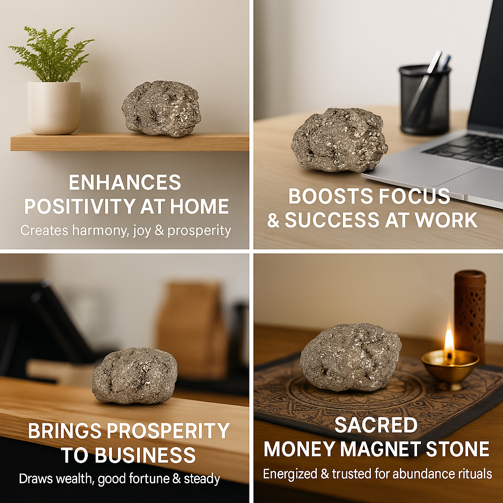 Mantramani® Raw Pyrite Stone & Geode | Abundance, Confidence & Protection