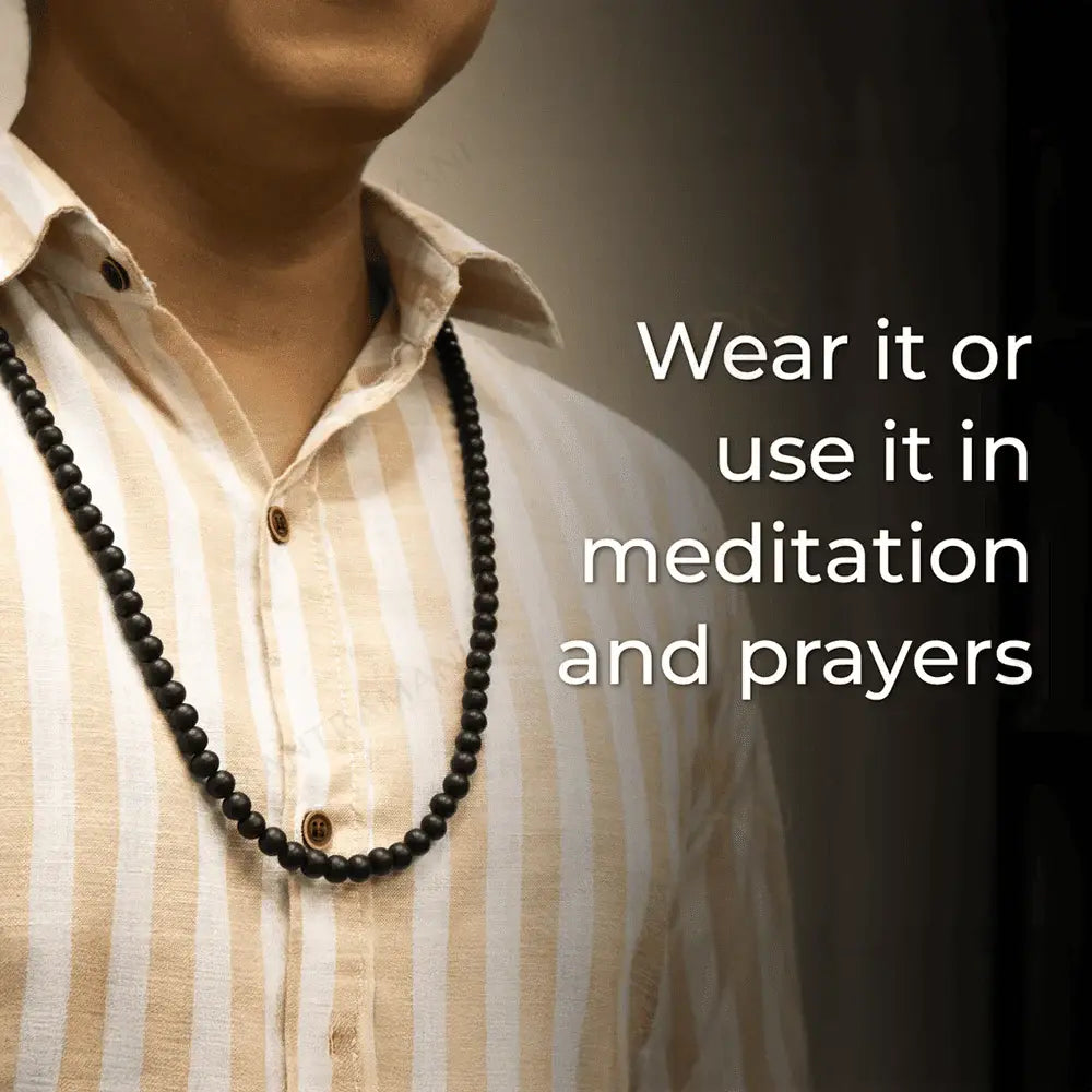 MantraMani® ™ Karungali (Ebony) Mala — 108 Beads for Protection, Grounding & Spiritual Alignment