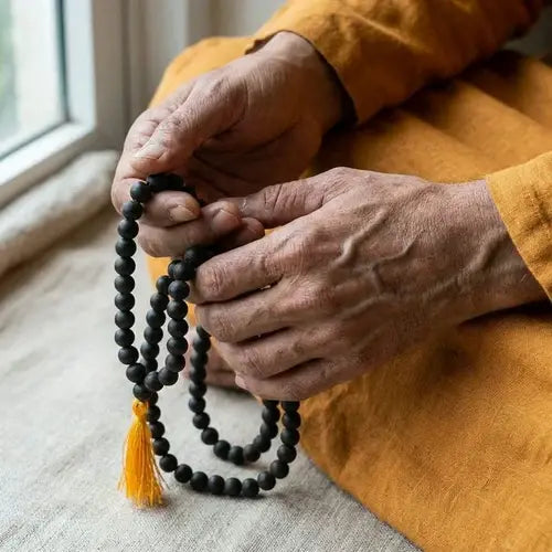 MantraMani® ™ Karungali (Ebony) Mala — 108 Beads for Protection, Grounding & Spiritual Alignment