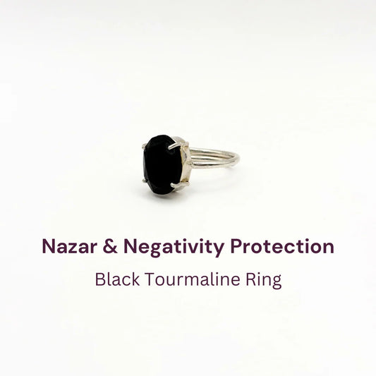 Minimalist Black Tourmaline German Silver Ring