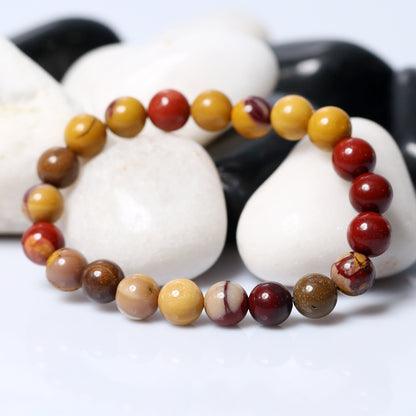 MantraMani® Certified Mookaite 8mm Natural Stone Bracelet — Adventure • Grounding • Decision Power | 100% Natural Stone