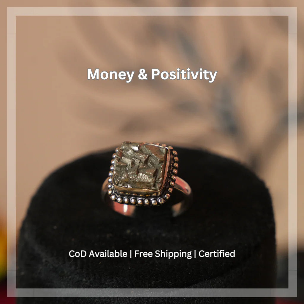 Pyrite Ring Natural Square Dotted Adjustable
