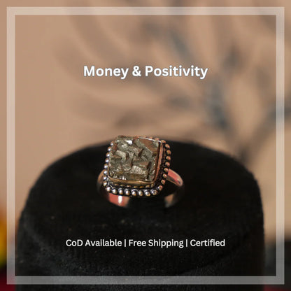 Pyrite Ring Natural Square Dotted Adjustable