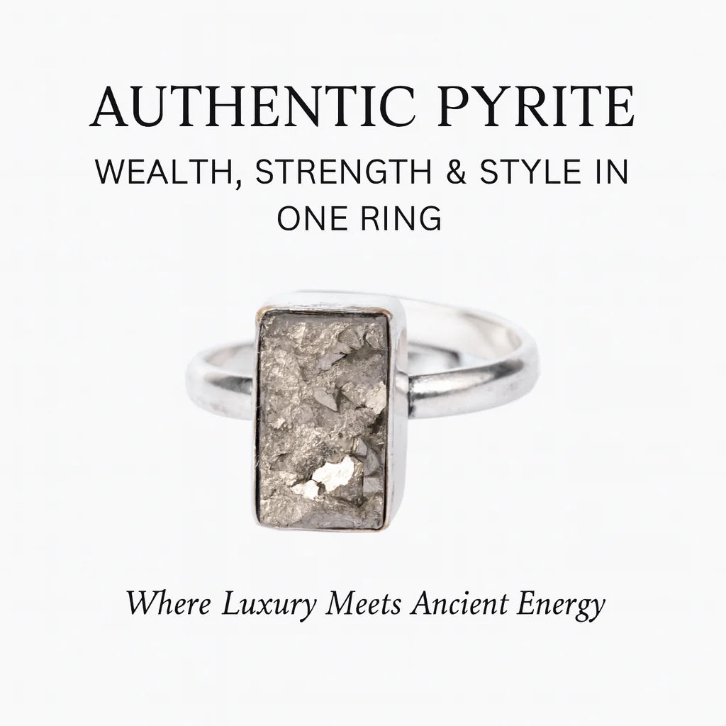 Pyrite Ring Original Natural Rectangle Plain Adjustable