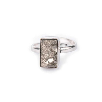 Pyrite Ring Original Natural Rectangle Plain Adjustable