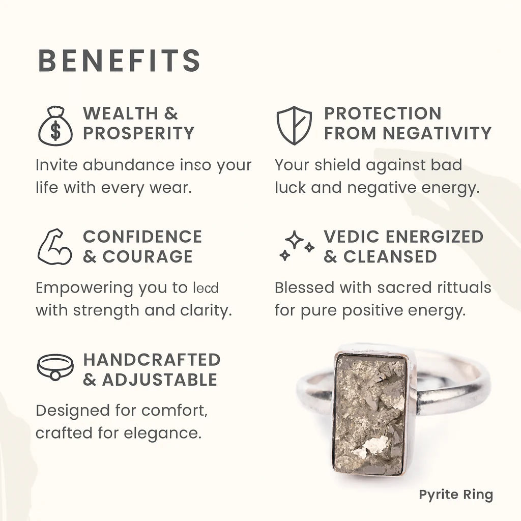 Pyrite Ring Original Natural Rectangle Plain Adjustable