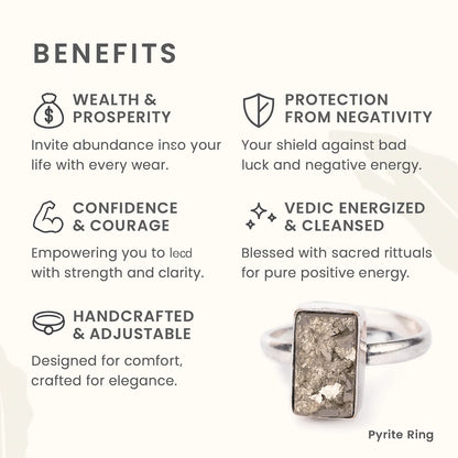 Pyrite Ring Original Natural Rectangle Plain Adjustable