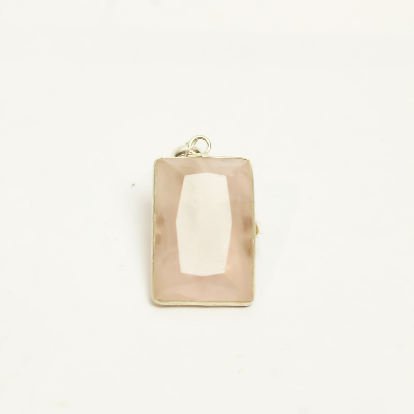 MantraMani Rose Quartz Crystal Silver Pendant