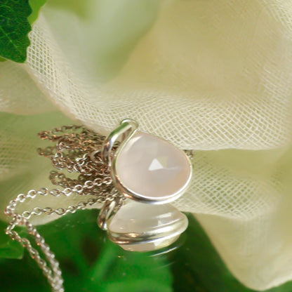 MantraMani Rose Quartz Silver Pendant