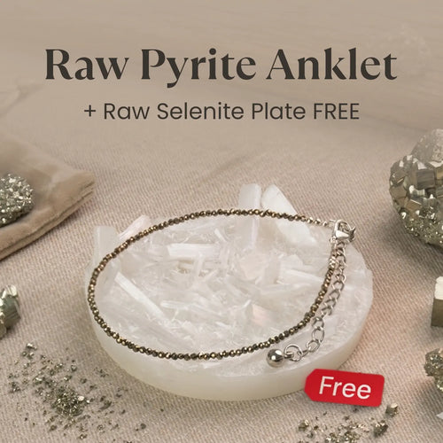 MantraMani® SELENITE & PYRITE (Chandramani / Suvarnaprastha) – Anklet & Plate |