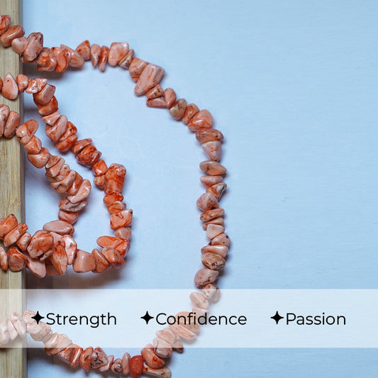 MantraMani® Red Coral Star Chips Mala – Vitality, Protection & Emotional Healing
