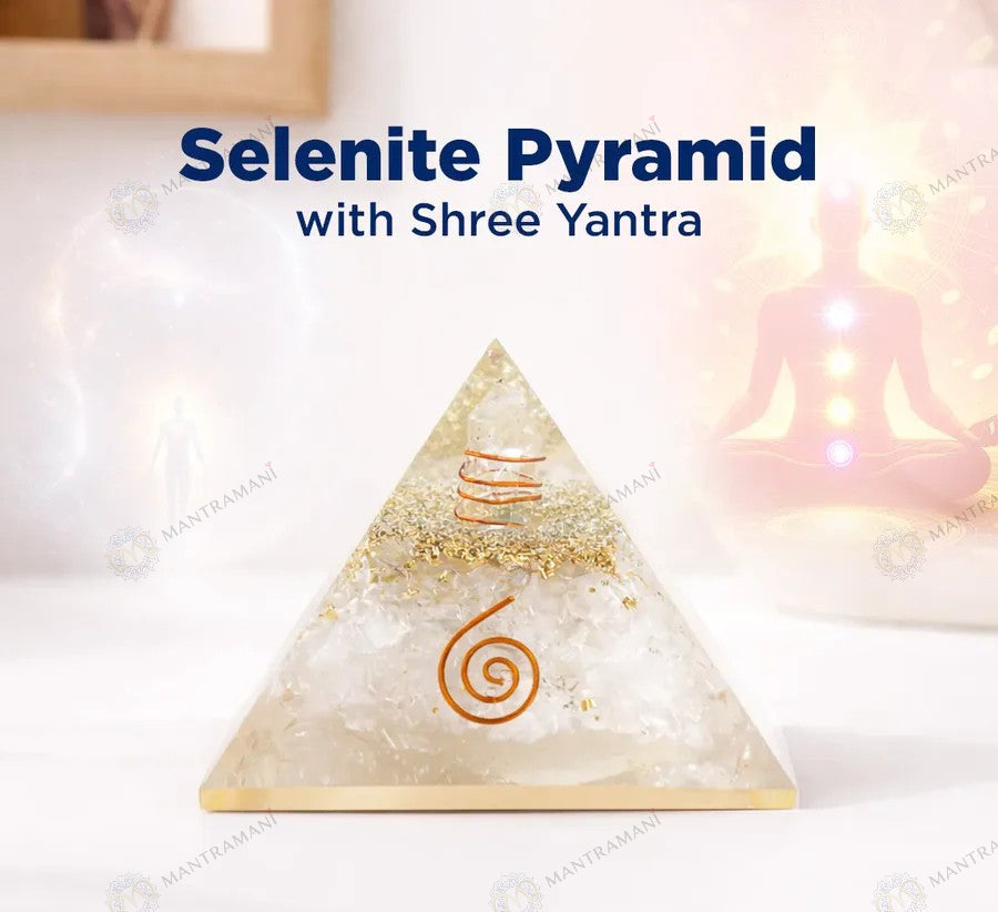 MantraMani® Selenite Pyramid