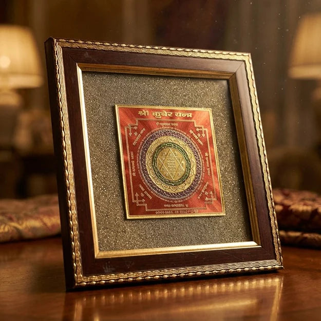 MantraMani® Shree Kuber Yantra on Raw Pyrite Frame