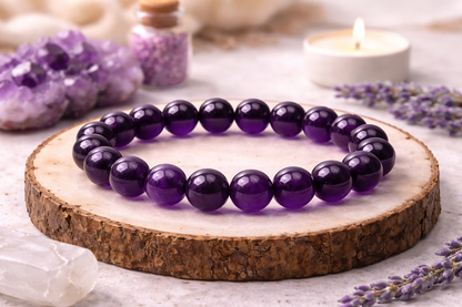 MantraMani™ Amethyst Bracelet for Stress & Anxiety | For Protection, Focus & Spiritual Balance