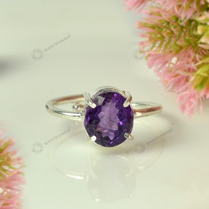 MantraMani® Amethyst Ring: Attract Luck, Enhance Intuition, Improve Health & Skin