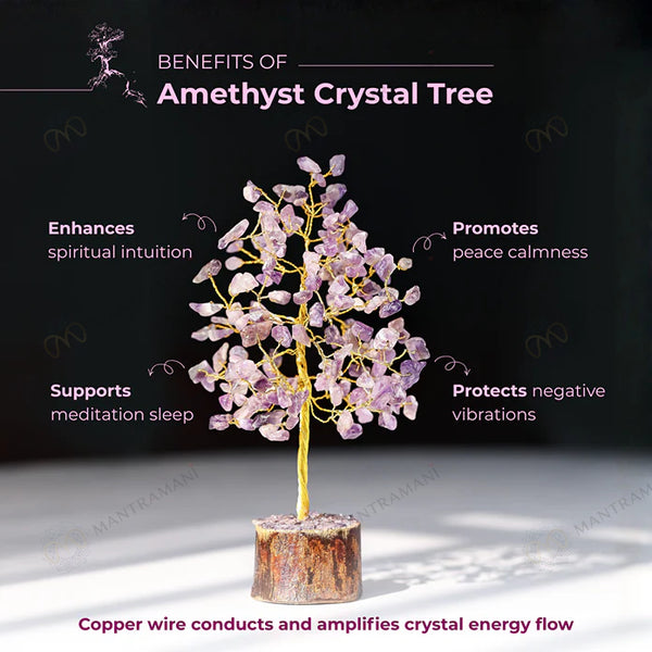 MantraMani® Amethyst Tree : Attract Luck, Enhance Intuition, Improve Health