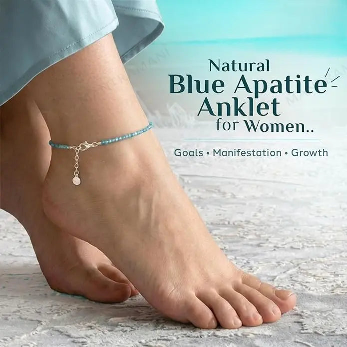 MantraMani® Healing Stone Apatite Anklets: Encourage Manifestation and Protect Aura