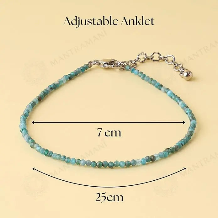 MantraMani® Healing Stone Apatite Anklets: Encourage Manifestation and Protect Aura