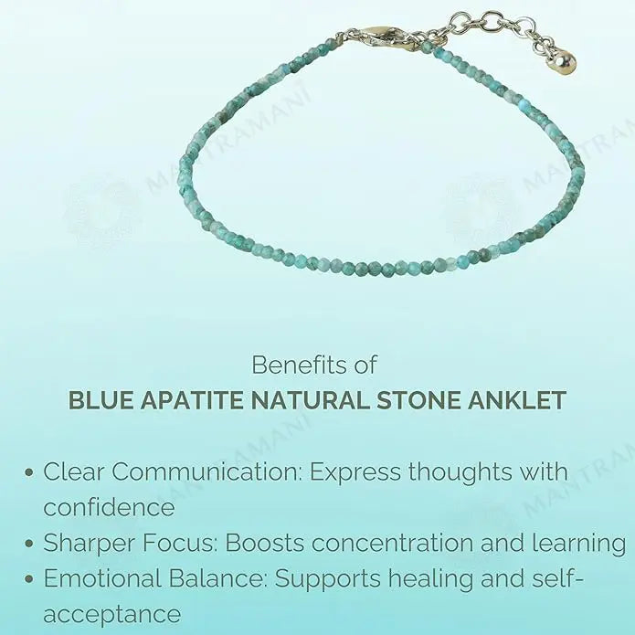 MantraMani® Healing Stone Apatite Anklets: Encourage Manifestation and Protect Aura