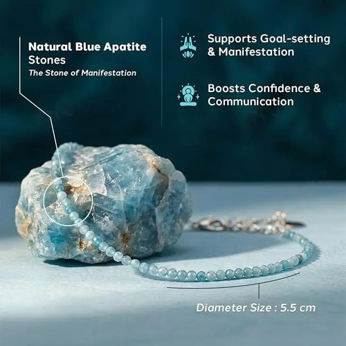 MantraMani® Healing Stone Apatite Anklets: Encourage Manifestation and Protect Aura