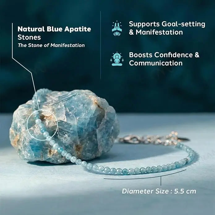 MantraMani® Healing Stone Apatite Anklets: Encourage Manifestation and Protect Aura