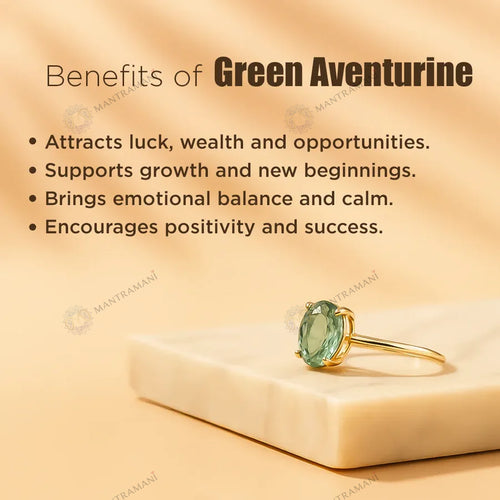 MantraMani® Green Aventurine Ring: Promotes Wealth Attraction & Money Growth