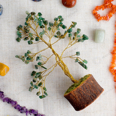 MantraMani® Green Aventurine Tree: Promotes Wealth Attraction & Money Growth for Crystal Tree