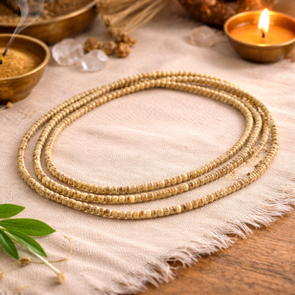 MantraMani™ Bel Wood Mala — Small Beads “Bel Mala / बेल माला / বেল মালা” (3-Round) for Devotion, Japa & Daily Wear