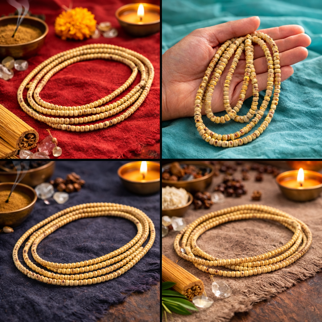 MantraMani™ Bel Wood Mala — Small Beads “Bel Mala / बेल माला / বেল মালা” (3-Round) for Devotion, Japa & Daily Wear