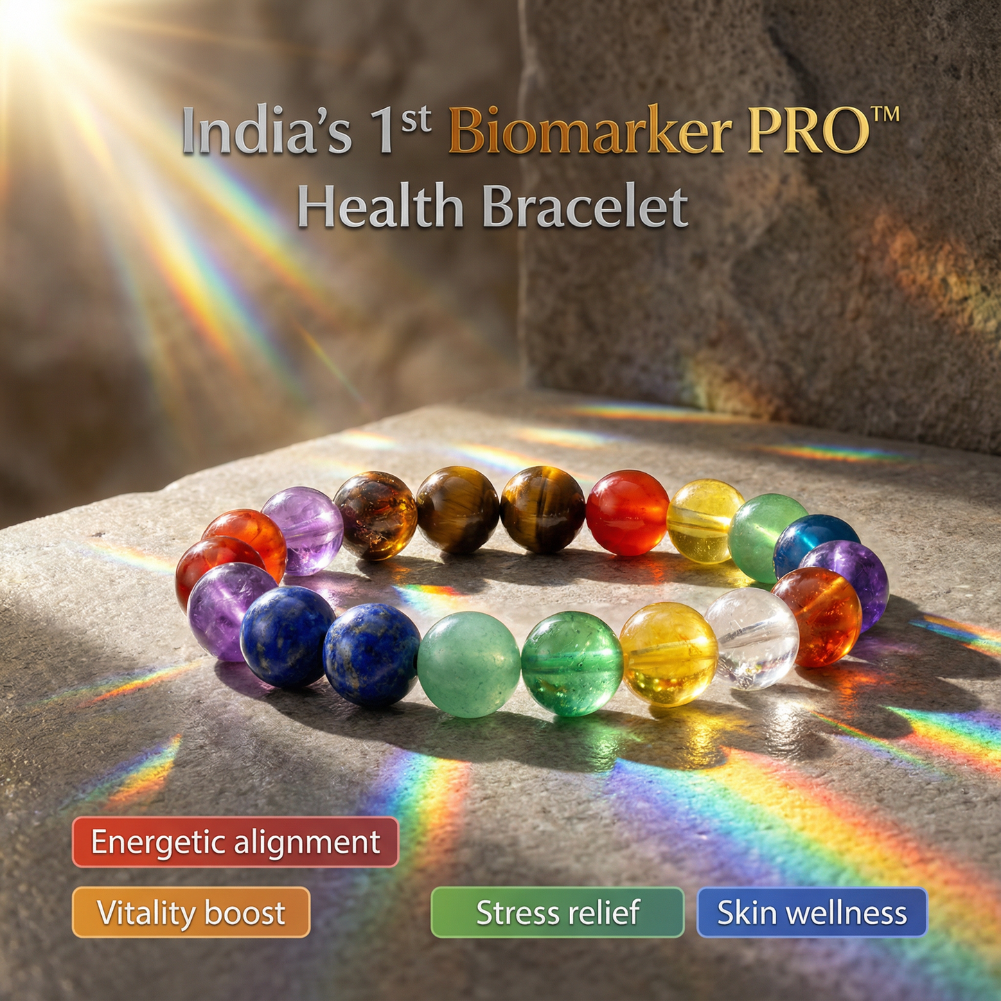MantraMani BioMarker PRO™ Wellness Bracelet | India’s 1st Mineral-Skin Contact & Sunlight-Activated Energy Bracelet for Stress, Focus & Daily Health Support