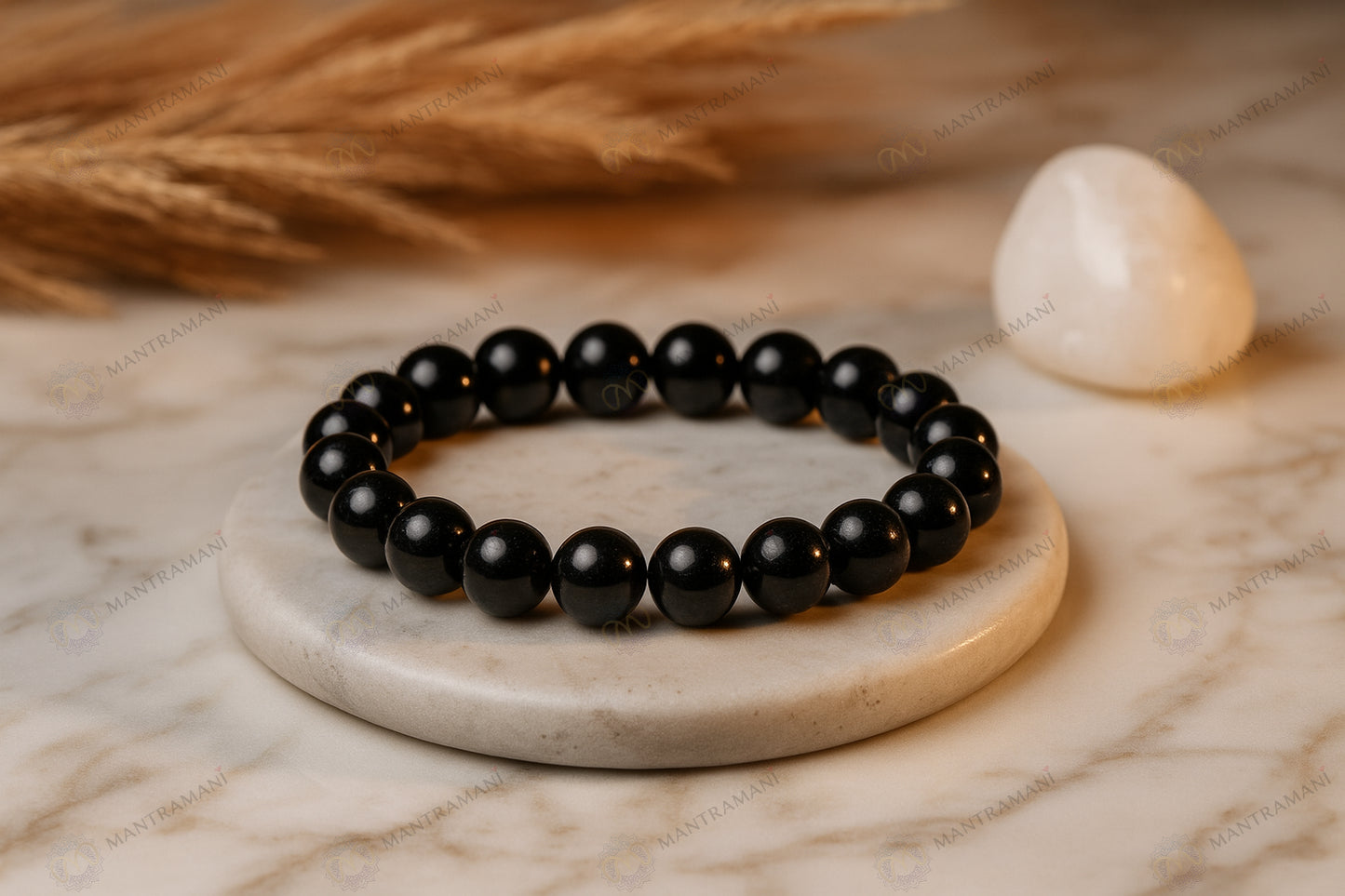 MantraMani® Éclipse Noire — Black Tourmaline Protection Bracelet