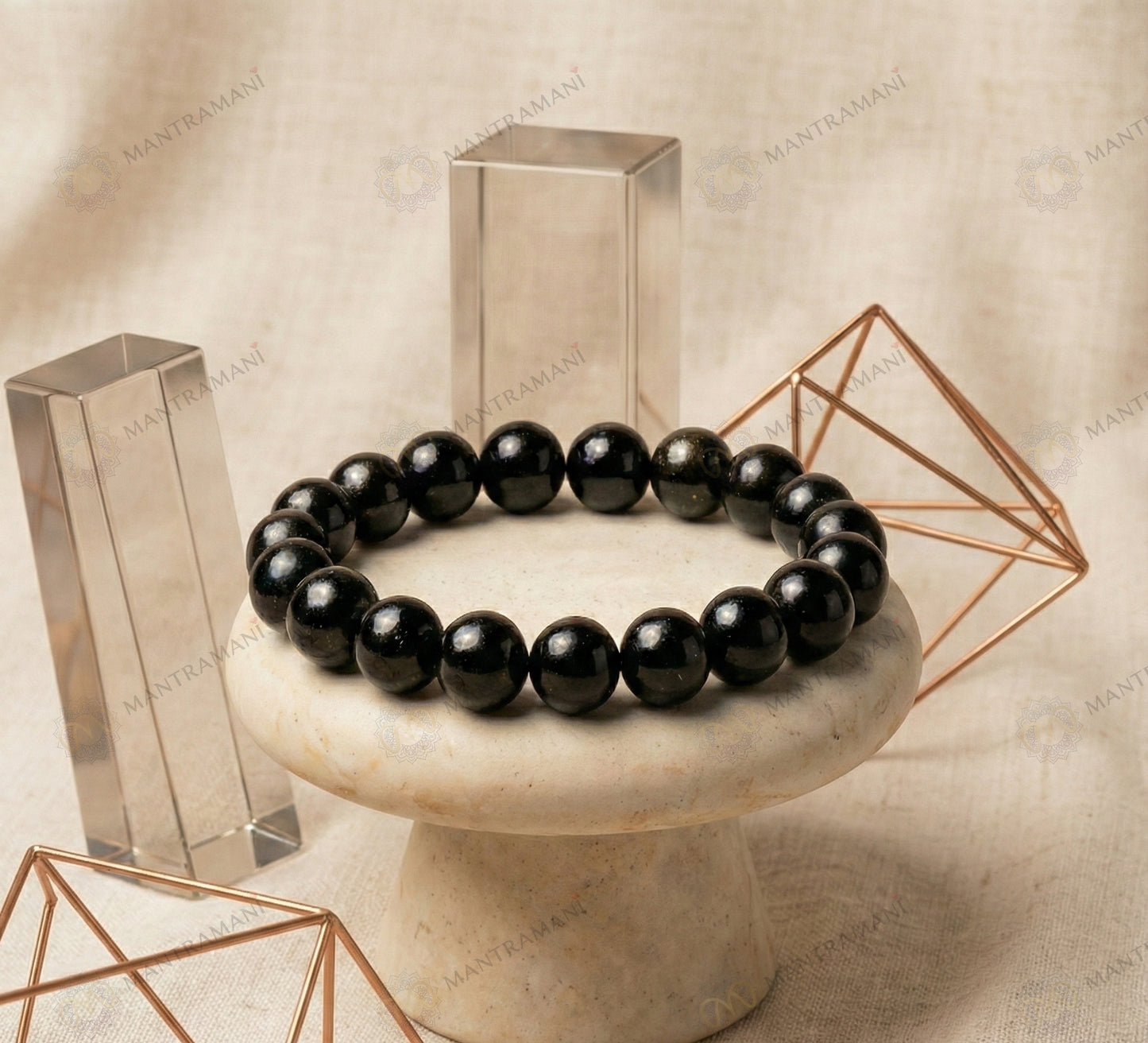 MantraMani® Éclipse Noire — Black Tourmaline Protection Bracelet