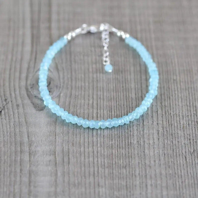 MantraMani® Aqua Blue Chalcedony Anklet