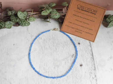 MantraMani® Blue Lace Chalcedony Anklet
