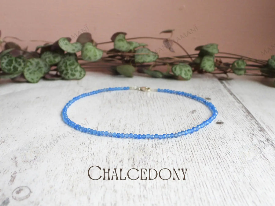 MantraMani® Blue Lace Chalcedony Anklet
