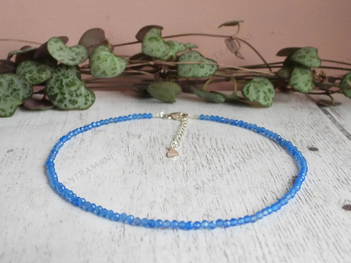 MantraMani® Blue Lace Chalcedony Anklet