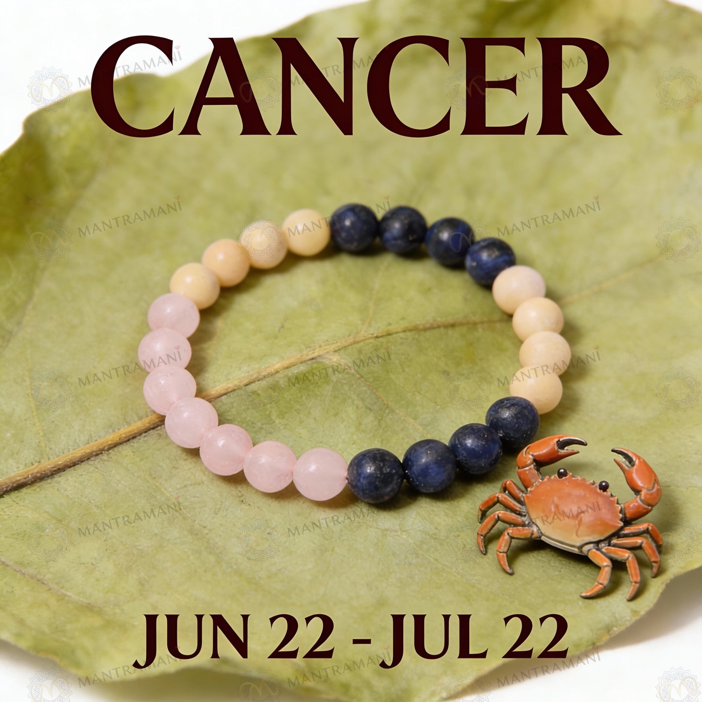 Cancer Zodiac Birthstone Crystal Bracelet- 8 mm- Kark Rashi Crystal Bracelet