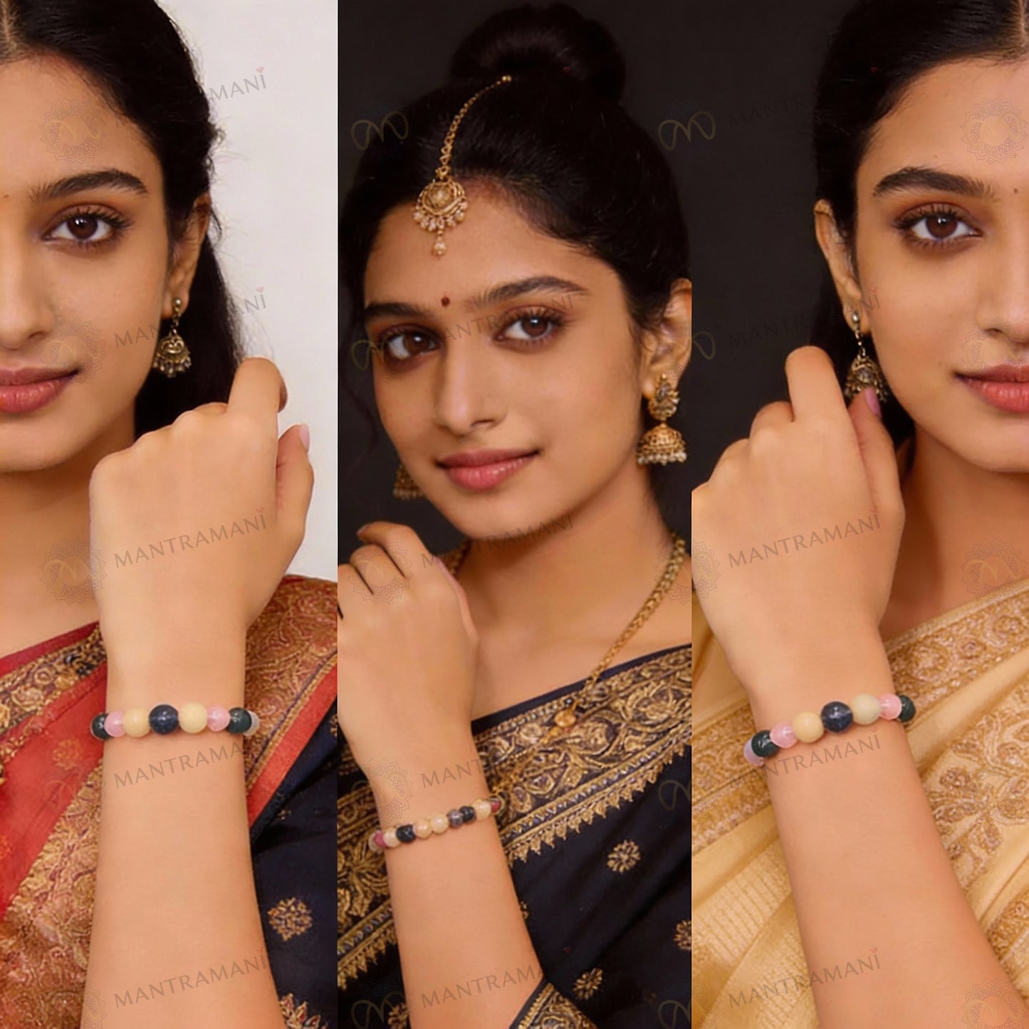 Cancer Zodiac Birthstone Crystal Bracelet- 8 mm- Kark Rashi Crystal Bracelet