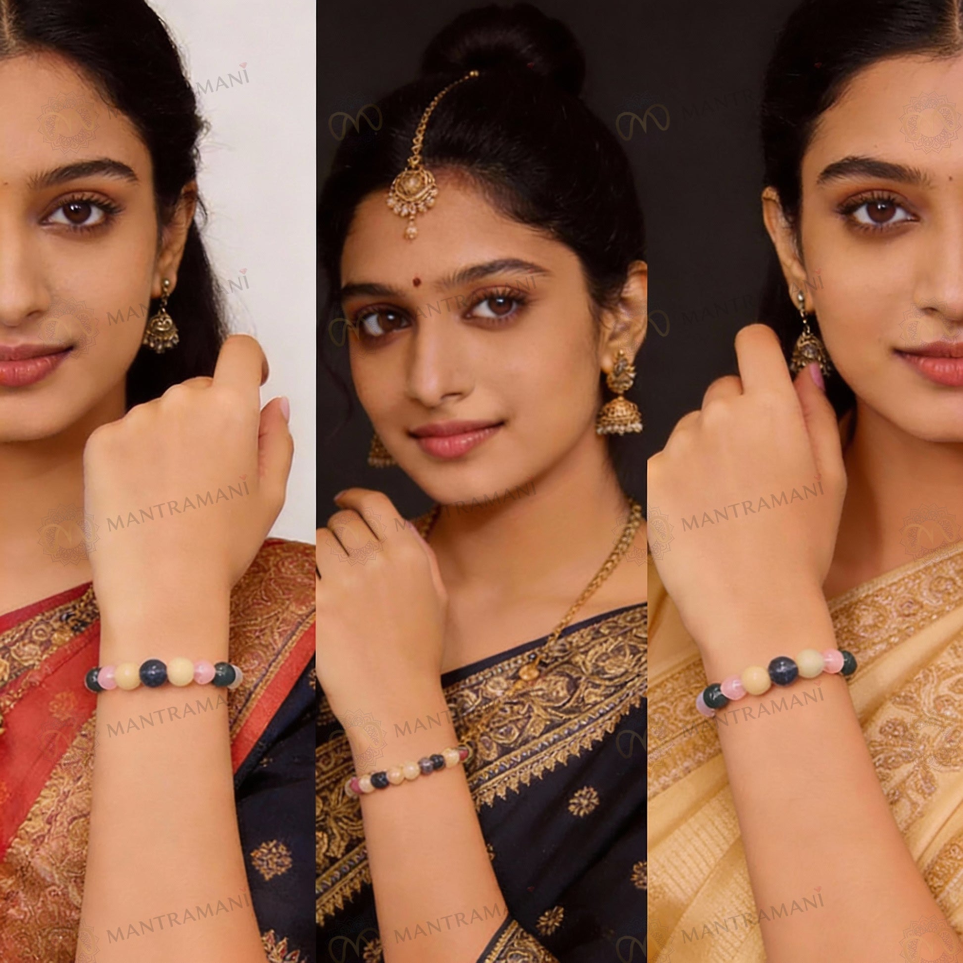 Cancer Zodiac Birthstone Crystal Bracelet- 8 mm- Kark Rashi Crystal Bracelet