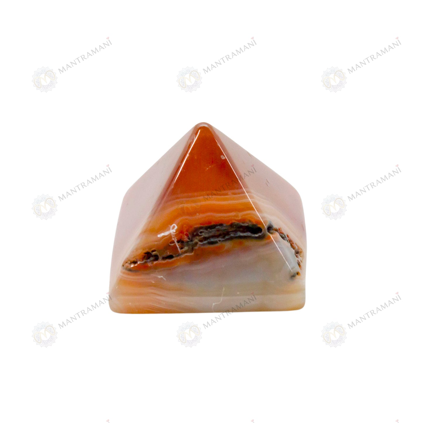 MantraMani® Carnelian Pyramid – Confidence, Motivation & Energy Boost Crystal Pyramid