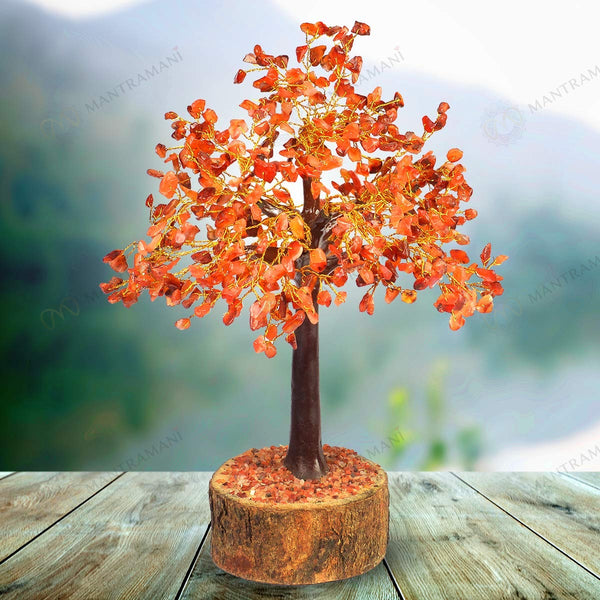 MantraMani® Red Carnelian Crystal Tree – Motivation, Confidence & Career Growth