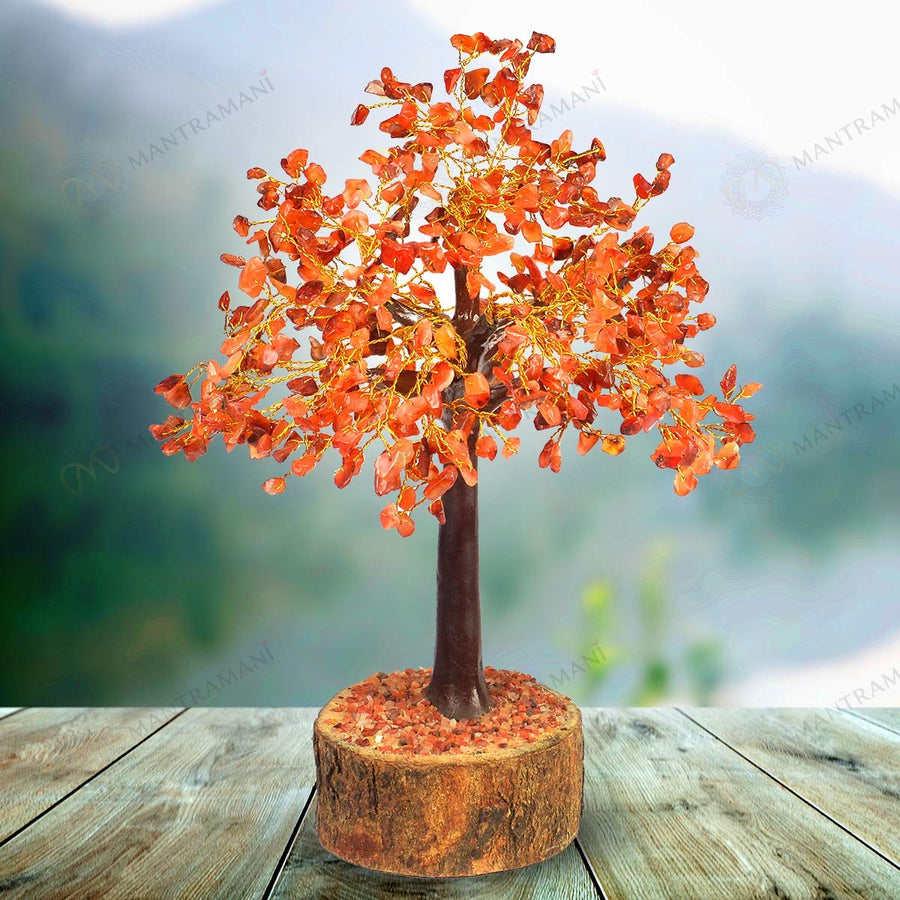 MantraMani® Red Carnelian Crystal Tree – Motivation, Confidence & Career Growth
