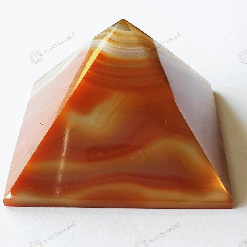 MantraMani® Carnelian Pyramid – Confidence, Motivation & Energy Boost Crystal Pyramid