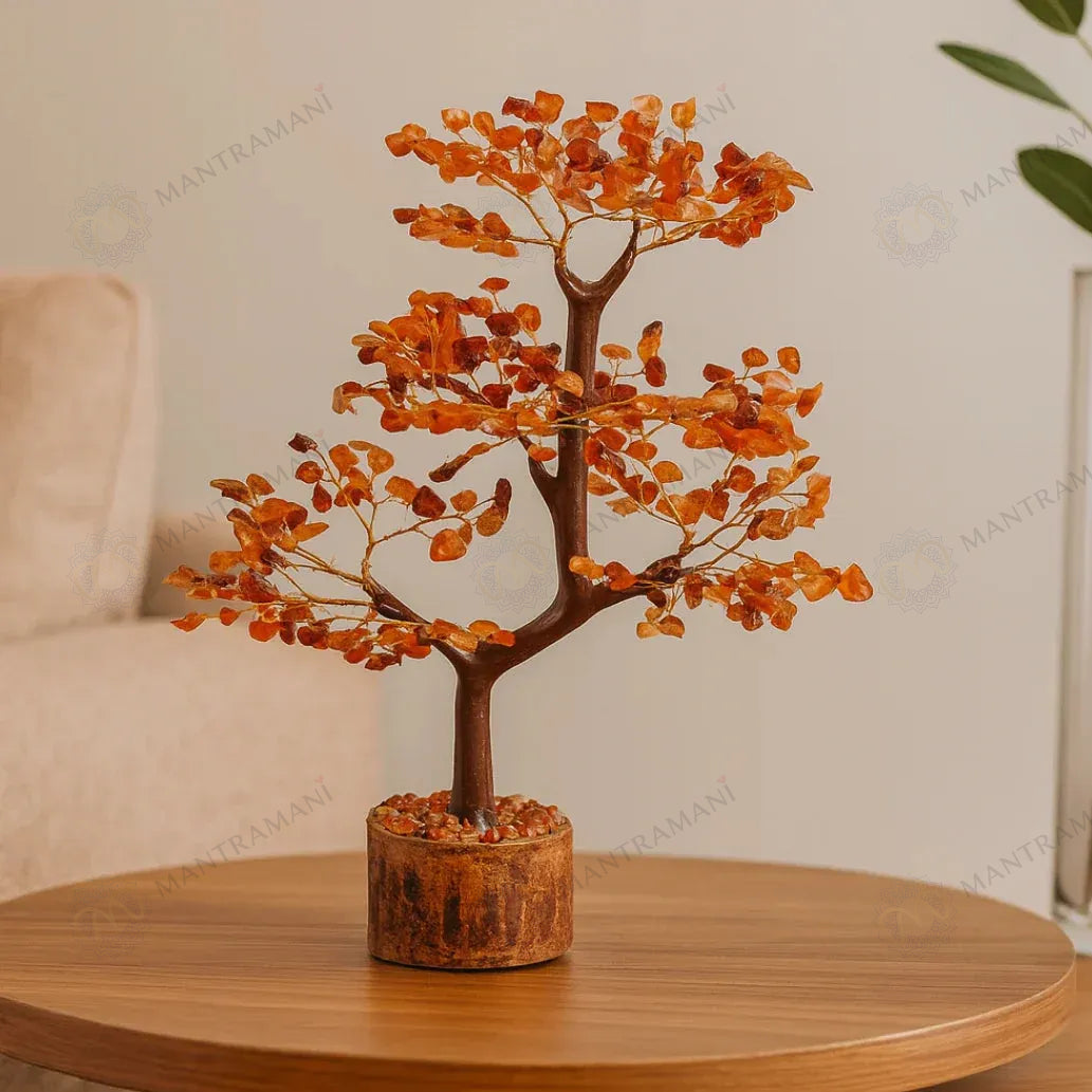 MantraMani® Red Carnelian Crystal Tree – Motivation, Confidence & Career Growth