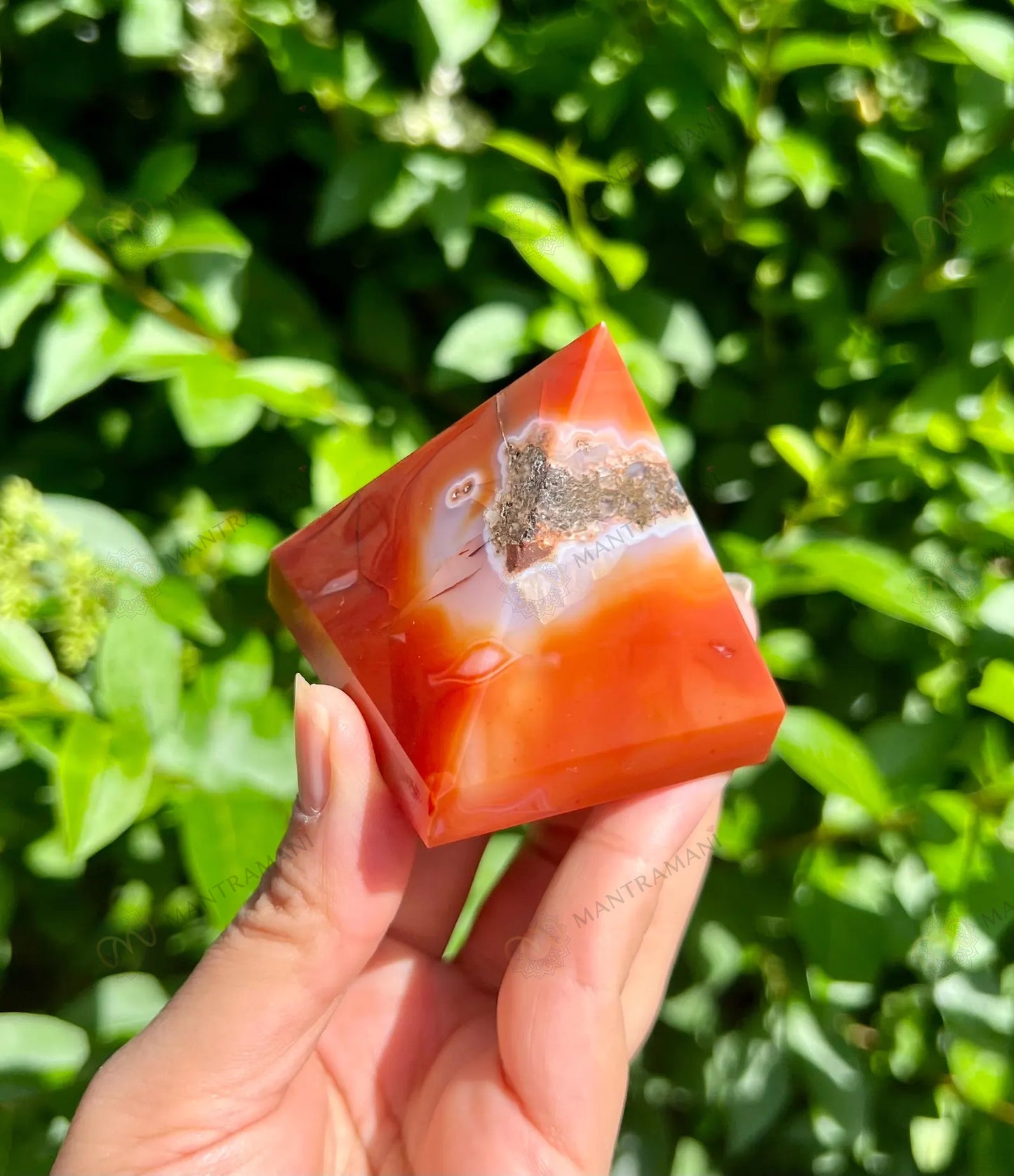 MantraMani® Carnelian Pyramid – Confidence, Motivation & Energy Boost Crystal Pyramid