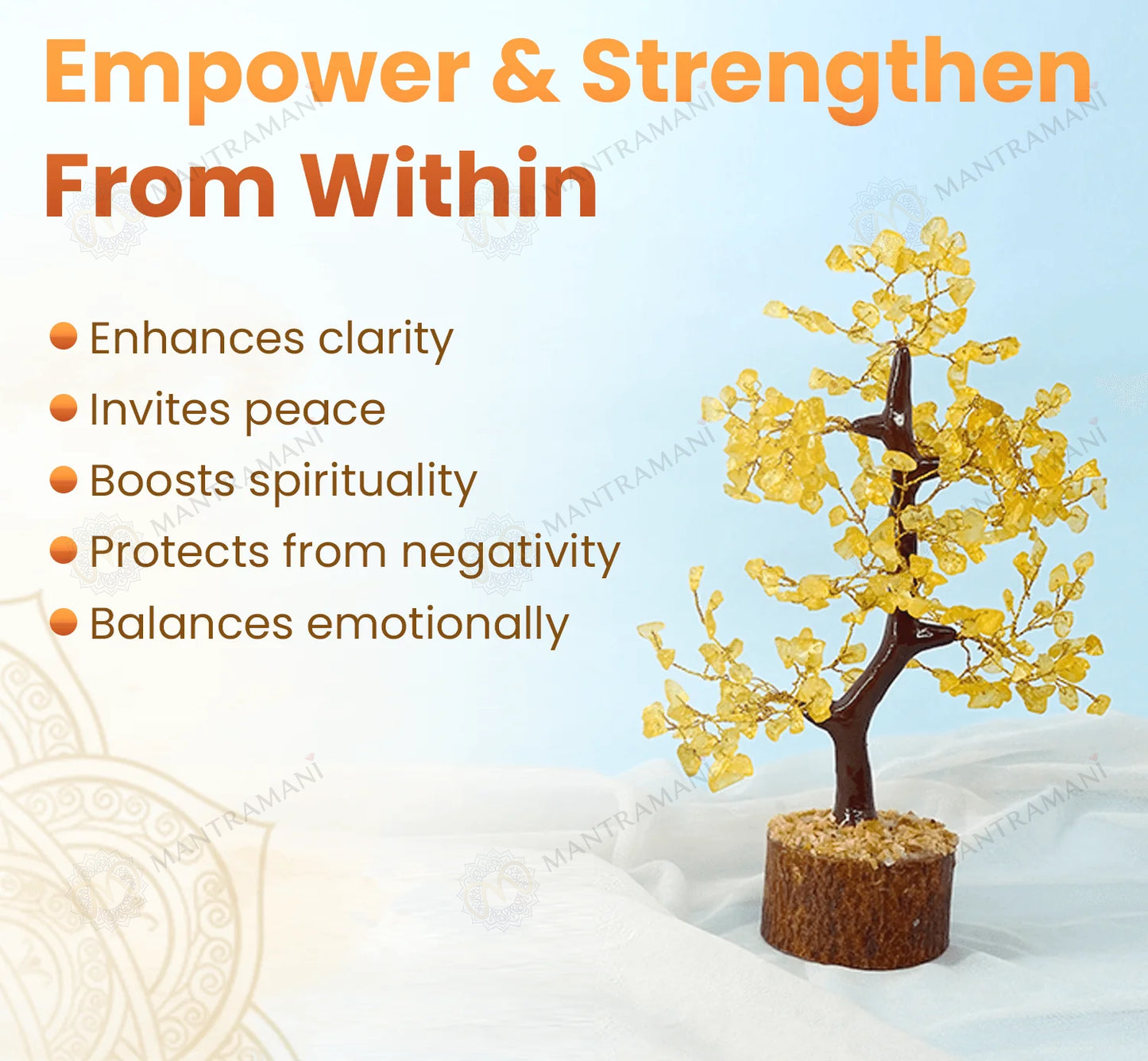 MantraMani® Yellow Citrine Tree –Crystal Tree for Abundance, Prosperity & Growth