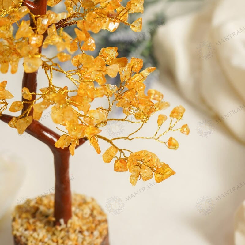 MantraMani® Yellow Citrine Tree –Crystal Tree for Abundance, Prosperity & Growth