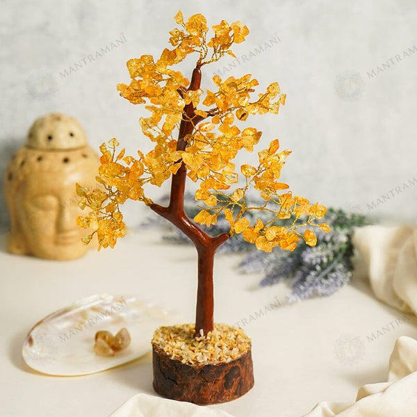 MantraMani® Yellow Citrine Tree –Crystal Tree for Abundance, Prosperity & Growth